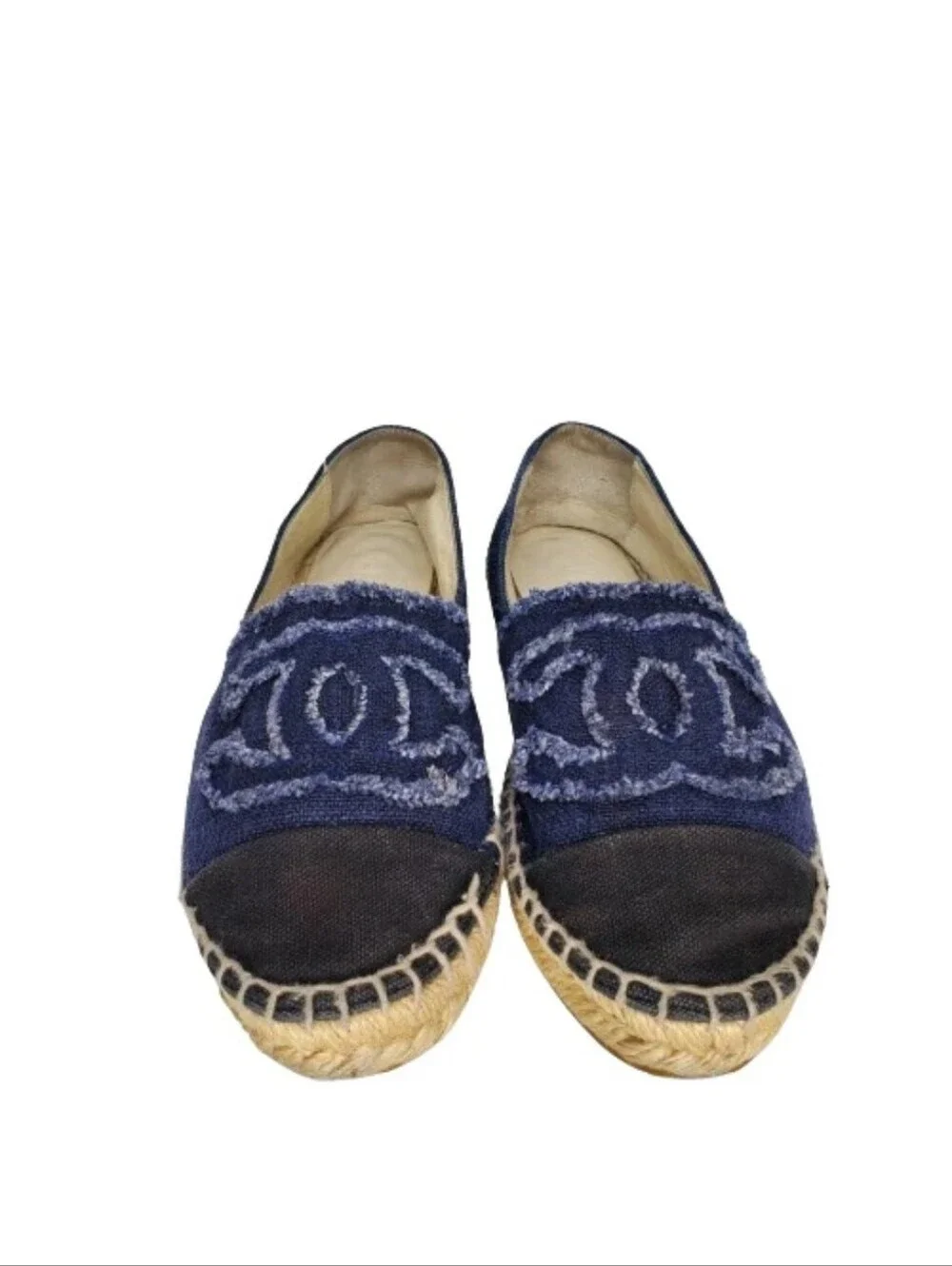 Chanel Blue Denim Interlocking CC Cap Toe Espadrilles